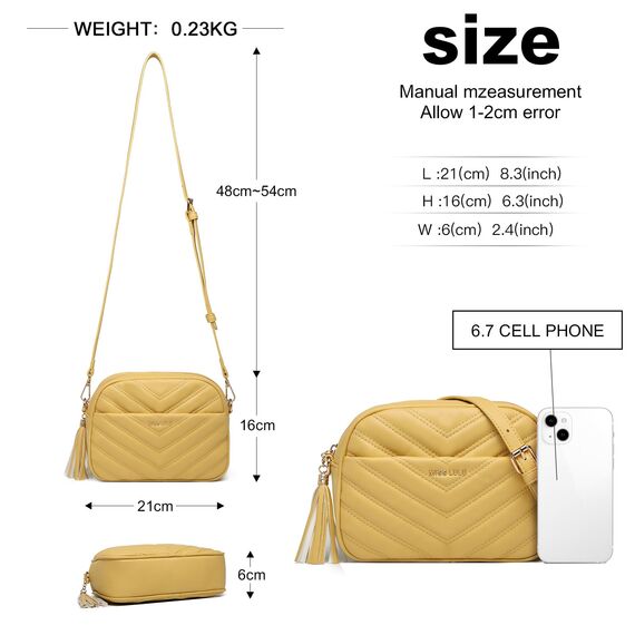 Miss Lulu Umhängetasche Damen Klein, Handytasche zum Umhängen aus PU Leder, Crossbody Bag mit Verstellbarem Gurt, Umhängetaschen Schultertaschen mit 4 Fächern