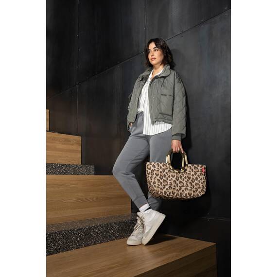reisenthel loopshopper M Frame Leo Macchiato – Stabile Tasche mit praktischen Fächern aus recycelten PET-Flaschen – Eleganz beim Einkaufen, viel Funktion inklusive!