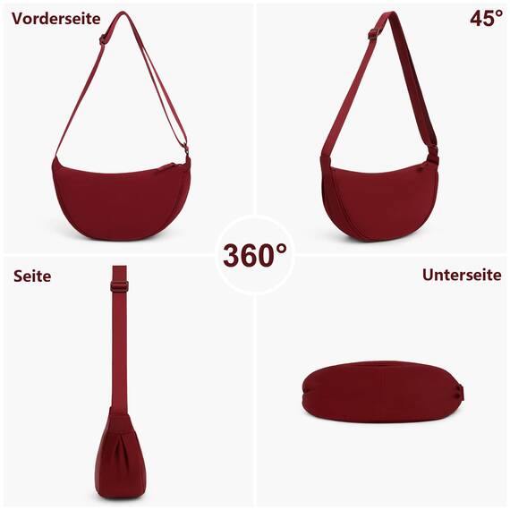TIAASTAP Damen Halbmond Crossbody Umhängetasche, Unisex Hobo Crossbody Bag, Wasserdichte Leichtes Nylon Bauchtasche mit verstellbarer Schultergurt Für Alltag & Freizeit