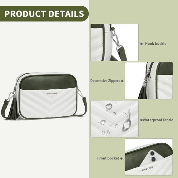 Miss Lulu Umhängetasche Damen Klein, Handytasche zum Umhängen aus PU Leder, Crossbody Bag mit Verstellbarem Gurt, Umhängetaschen Schultertaschen mit 4 Fächern