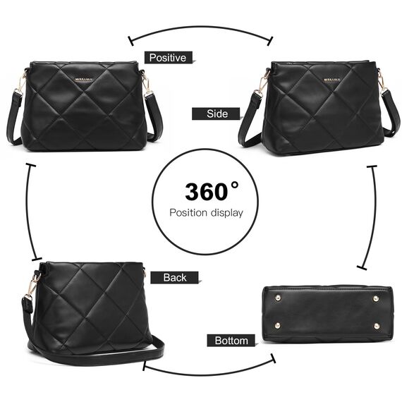 Miss Lulu Umhängetasche Damen Klein, Handytasche zum Umhängen aus PU Leder, Crossbody Bag mit Verstellbarem Gurt, Umhängetaschen Schultertaschen mit 4 Fächern