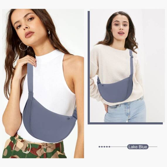 TIAASTAP Damen Halbmond Crossbody Umhängetasche, Unisex Hobo Crossbody Bag, Wasserdichte Leichtes Nylon Bauchtasche mit verstellbarer Schultergurt Für Alltag & Freizeit
