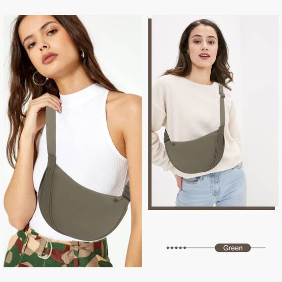 TIAASTAP Damen Halbmond Crossbody Umhängetasche, Unisex Hobo Crossbody Bag, Wasserdichte Leichtes Nylon Bauchtasche mit verstellbarer Schultergurt Für Alltag & Freizeit