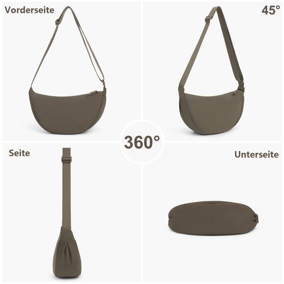 TIAASTAP Damen Halbmond Crossbody Umhängetasche, Unisex Hobo Crossbody Bag, Wasserdichte Leichtes Nylon Bauchtasche mit verstellbarer Schultergurt Für Alltag & Freizeit