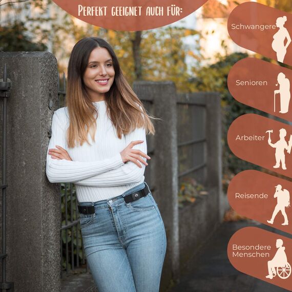 Lavenda® Elastischer Gürtel ohne Schnalle Damen – Schnallenfreier Gürtel Damen oder Herren – Unsichtbarer justierbarer Stretchgürtel
