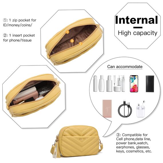 Miss Lulu Umhängetasche Damen Klein, Handytasche zum Umhängen aus PU Leder, Crossbody Bag mit Verstellbarem Gurt, Umhängetaschen Schultertaschen mit 4 Fächern