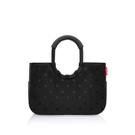 reisenthel loopshopper M frame glossy dots black – Stabile Tasche mit praktischen Fächern aus recycelten PET-Flaschen – Eleganz beim Einkaufen, viel Funktion inklusive!