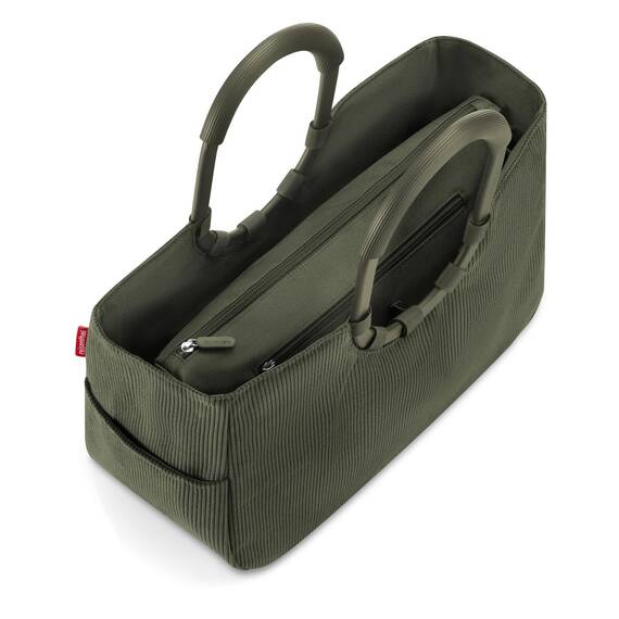 reisenthel loopshopper M cord dark matcha – Stabile Tasche mit praktischen Fächern aus recycelten PET-Flaschen – Eleganz beim Einkaufen, viel Funktion inklusive!