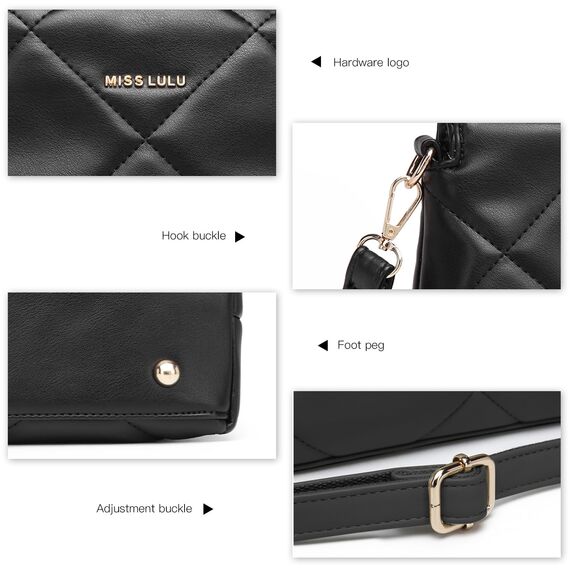 Miss Lulu Umhängetasche Damen Klein, Handytasche zum Umhängen aus PU Leder, Crossbody Bag mit Verstellbarem Gurt, Umhängetaschen Schultertaschen mit 4 Fächern
