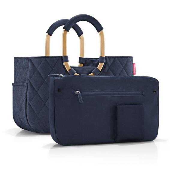 reisenthel loopshopper M frame rhombus midnight gold – Stabile Tasche mit praktischen Fächern aus recycelten PET-Flaschen – Eleganz beim Einkaufen, viel Funktion inklusive!