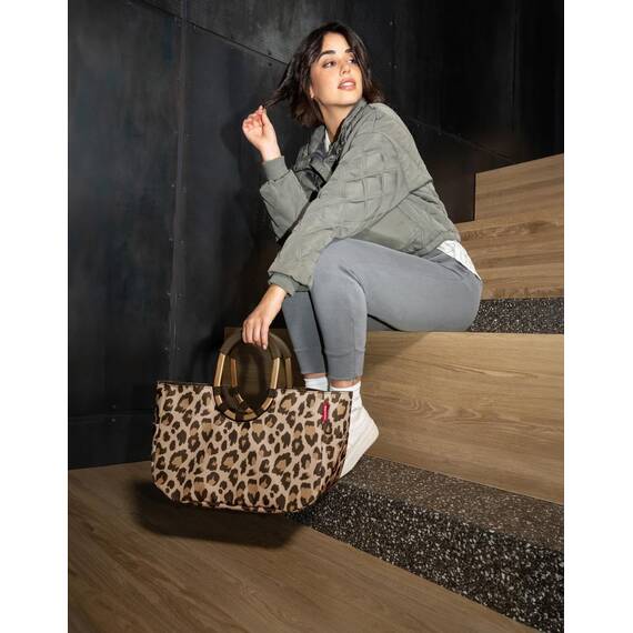 reisenthel loopshopper M Frame Leo Macchiato – Stabile Tasche mit praktischen Fächern aus recycelten PET-Flaschen – Eleganz beim Einkaufen, viel Funktion inklusive!