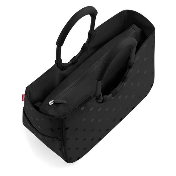 reisenthel loopshopper M frame glossy dots black – Stabile Tasche mit praktischen Fächern aus recycelten PET-Flaschen – Eleganz beim Einkaufen, viel Funktion inklusive!
