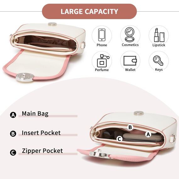 Miss Lulu Umhängetasche Damen Klein, Handytasche zum Umhängen aus PU Leder, Crossbody Bag mit Verstellbarem Gurt, Umhängetaschen Schultertaschen mit 4 Fächern