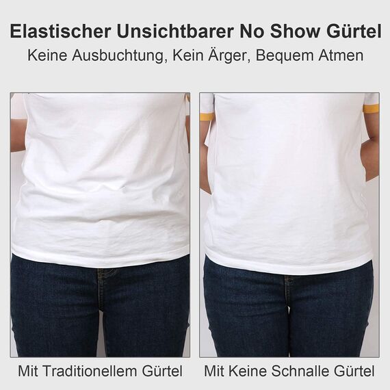 JasGood Schnallenfreier Damen Stretch Elastischer Gürtel für Damen Herren, Plus Size Keine Schnalle Unsichtbarer Gürtel für Jeans Hosen, Blau, 64cm(Für Hosengröße 86cm-125cm)