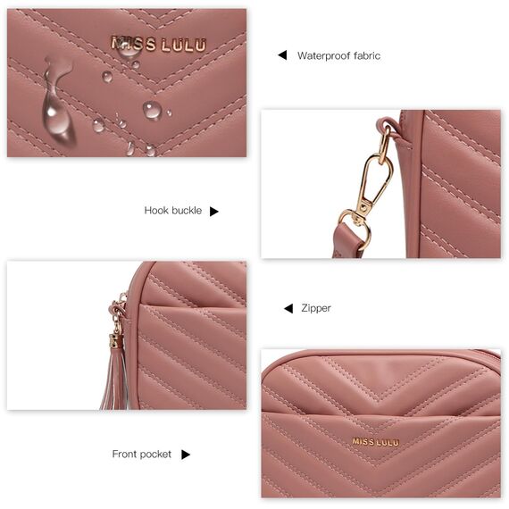 Miss Lulu Umhängetasche Damen Klein, Handytasche zum Umhängen aus PU Leder, Crossbody Bag mit Verstellbarem Gurt, Umhängetaschen Schultertaschen mit 4 Fächern