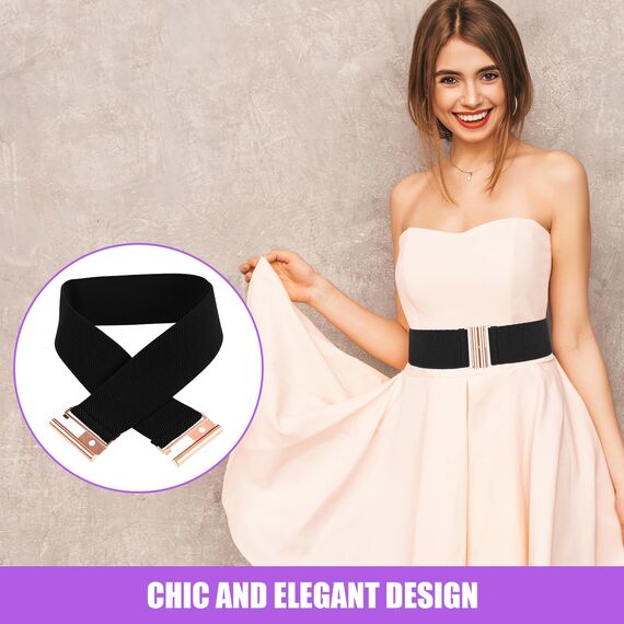 Andibro Breiter elastischer Gürtel für Damen,Stretch Taillengürtel Damenkleid Schnallengürtel Vintage Cinch Gürtel verstellbarer Bund (schwarz)