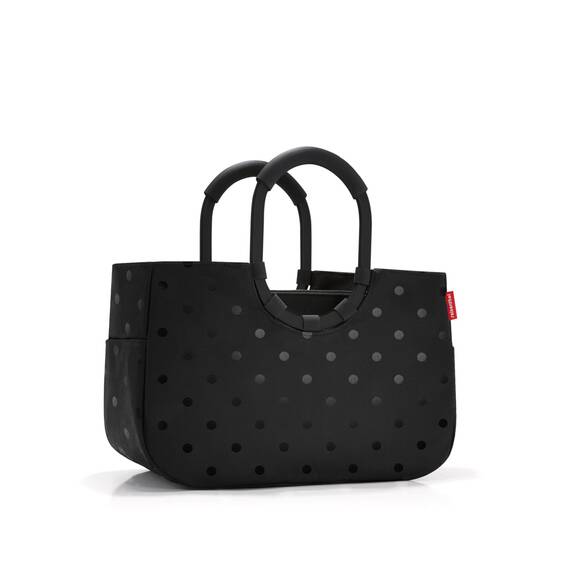 reisenthel loopshopper M frame glossy dots black – Stabile Tasche mit praktischen Fächern aus recycelten PET-Flaschen – Eleganz beim Einkaufen, viel Funktion inklusive!