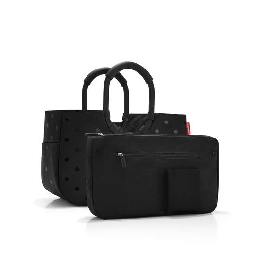 reisenthel loopshopper M frame glossy dots black – Stabile Tasche mit praktischen Fächern aus recycelten PET-Flaschen – Eleganz beim Einkaufen, viel Funktion inklusive!