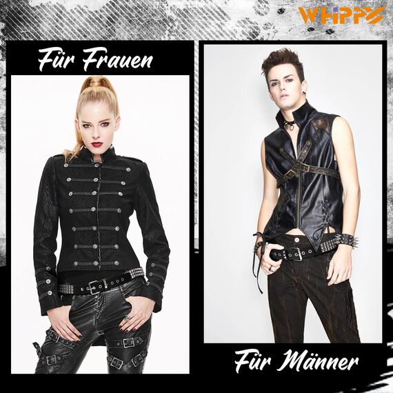 WHIPPY Nietengürtel Leder Metall Punk Rock Nietengürtel für Damen/Herren Punk-Ledergürtel Gotischer Gürtel Zubehör für Jeanshosen，S