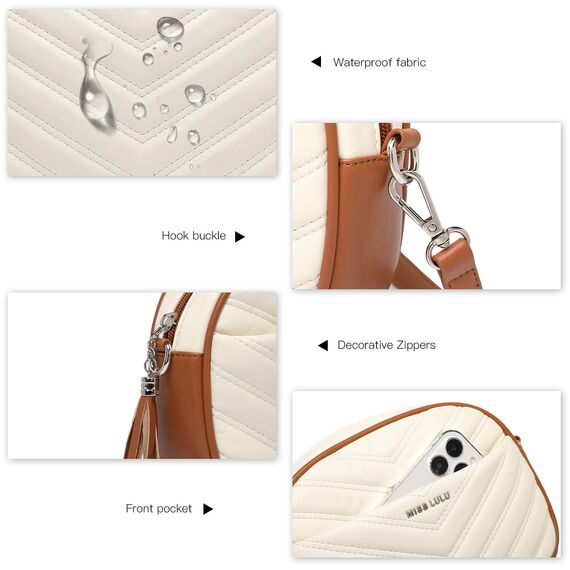 Miss Lulu Umhängetasche Damen Klein, Handytasche zum Umhängen aus PU Leder, Crossbody Bag mit Verstellbarem Gurt, Umhängetaschen Schultertaschen mit 4 Fächern