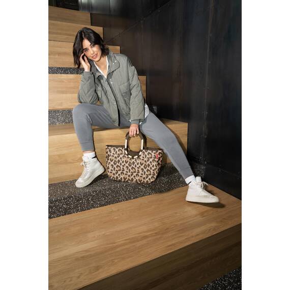 reisenthel loopshopper M Frame Leo Macchiato – Stabile Tasche mit praktischen Fächern aus recycelten PET-Flaschen – Eleganz beim Einkaufen, viel Funktion inklusive!