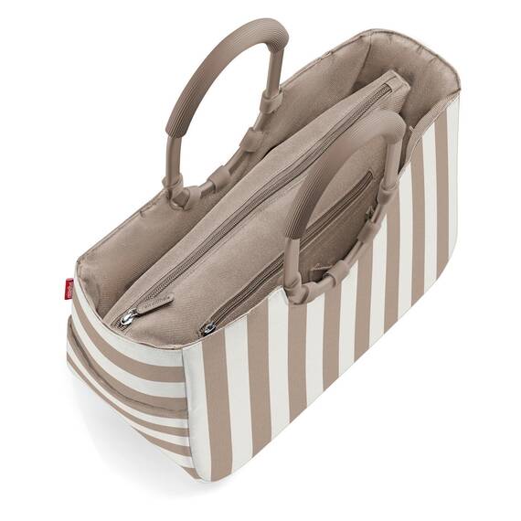 reisenthel loopshopper M summerstripes coffee – Stabile Tasche mit praktischen Fächern aus recycelten PET-Flaschen – Eleganz beim Einkaufen, viel Funktion inklusive!