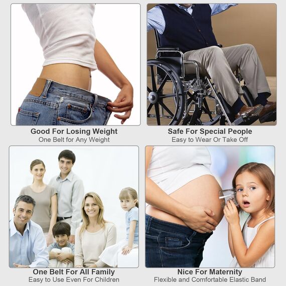 JasGood Schnallenfreier Damen Stretch Elastischer Gürtel für Damen Herren, Plus Size Keine Schnalle Unsichtbarer Gürtel für Jeans Hosen, Beige, 64cm(Für Hosengröße 86cm-125cm)