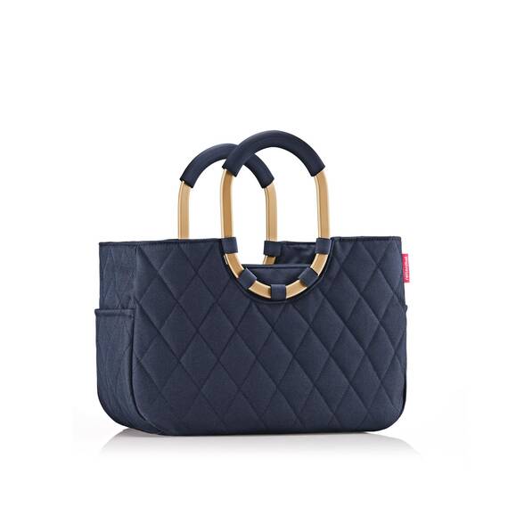 reisenthel loopshopper M frame rhombus midnight gold – Stabile Tasche mit praktischen Fächern aus recycelten PET-Flaschen – Eleganz beim Einkaufen, viel Funktion inklusive!