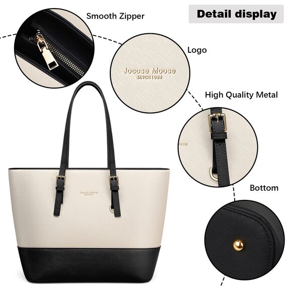 Jocose Moose Damen Handtasche Schultertasche, Vintage Leder Tasche Shopper Groß für BüRo Schule Einkauf, Geschenk mit Einer Damen Geldbörse