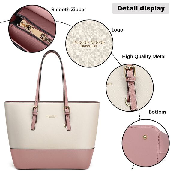 Jocose Moose Damen Handtasche Schultertasche, Vintage Leder Tasche Shopper Groß für BüRo Schule Einkauf, Geschenk mit Einer Damen Geldbörse
