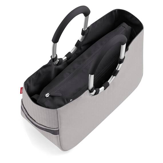 reisenthel loopshopper M herringbone grey – Stabile Tasche mit praktischen Fächern aus recycelten PET-Flaschen – Eleganz beim Einkaufen, viel Funktion inklusive!