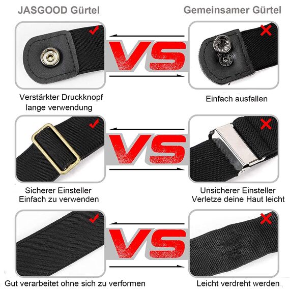 JasGood Schnallenfreier Damen Stretch Elastischer Gürtel für Damen Herren, Plus Size Keine Schnalle Unsichtbarer Gürtel für Jeans Hosen, Kaffee, 44cm(Für Hosengröße 60cm-85cm)