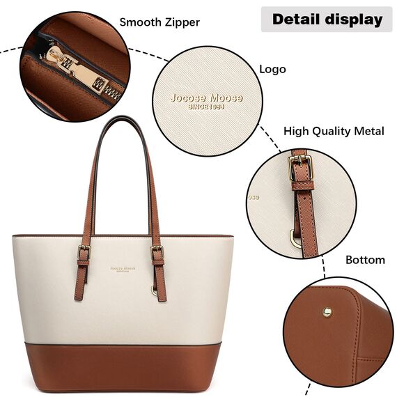Jocose Moose Damen Handtasche Schultertasche, Vintage Leder Tasche Shopper Groß für BüRo Schule Einkauf, Geschenk mit Einer Damen Geldbörse