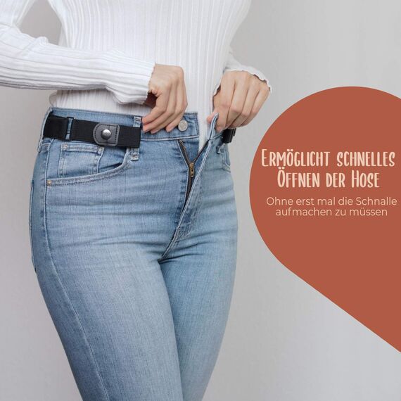 Lavenda® Elastischer Gürtel ohne Schnalle Damen – Schnallenfreier Gürtel Damen oder Herren – Unsichtbarer justierbarer Stretchgürtel