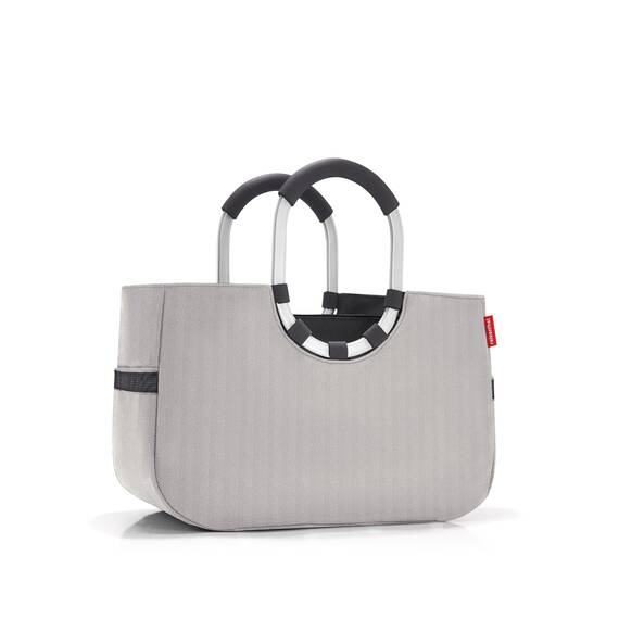 reisenthel loopshopper M herringbone grey – Stabile Tasche mit praktischen Fächern aus recycelten PET-Flaschen – Eleganz beim Einkaufen, viel Funktion inklusive!