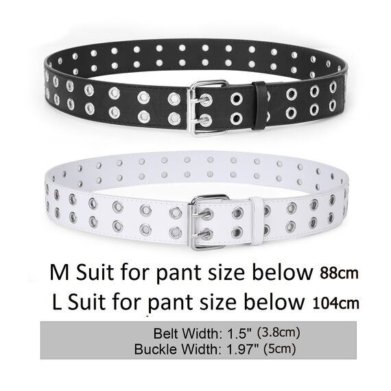 JasGood 2 Stück Punk Gürtel Nietengürtel Damen und Herren Doppelloch Gürtel mit Punk Style CosplayGürtel Hip Hop RockGürtel für Oder Gothic-Outfits