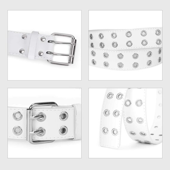 JasGood Punk Gürtel Nietengürtel Damen und Herren Doppelloch Gürtel mit Punk Style CosplayGürtel Hip Hop RockGürtel für Oder Gothic-Outfits