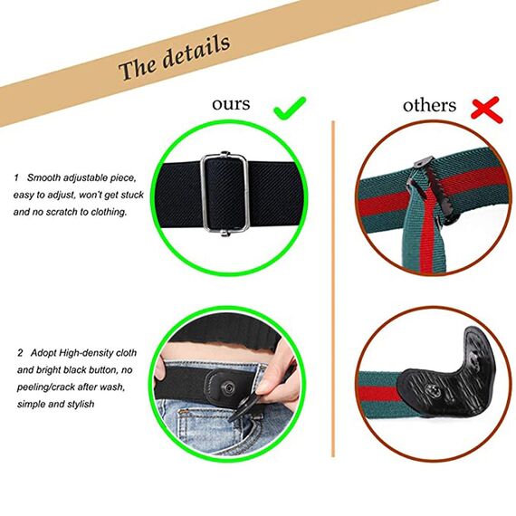 4 Stücke Gürtel Elastischer Ohne Schnalle | Unsichtbare für Damen / Herren - Schnallenfreier Stretch Elastischer für Jeans Hosen Kleid Justierbarer Unisex Keine Schnalle Buckless
