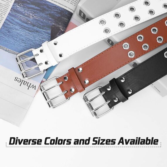 JasGood Punk Gürtel Nietengürtel Damen und Herren Doppelloch Gürtel mit Punk Style CosplayGürtel