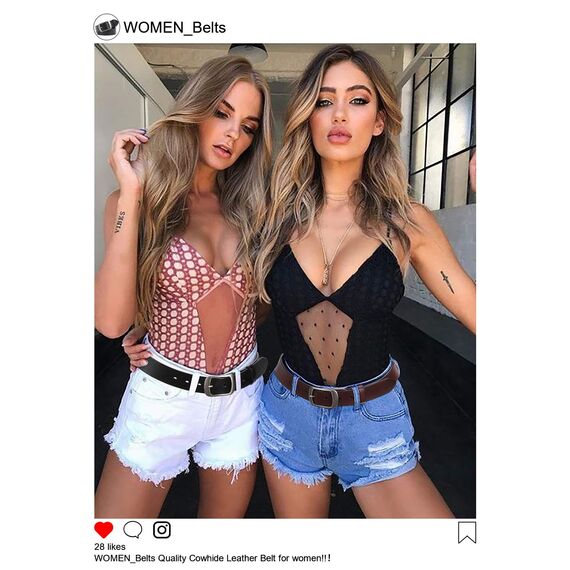 JasGood Damen Ledergürtel für Jeans Hosen Mode Kleid Gürtel für Damen mit Dornschließe, Kaffee, 130cm(Für Taillengröße 106-115cm)