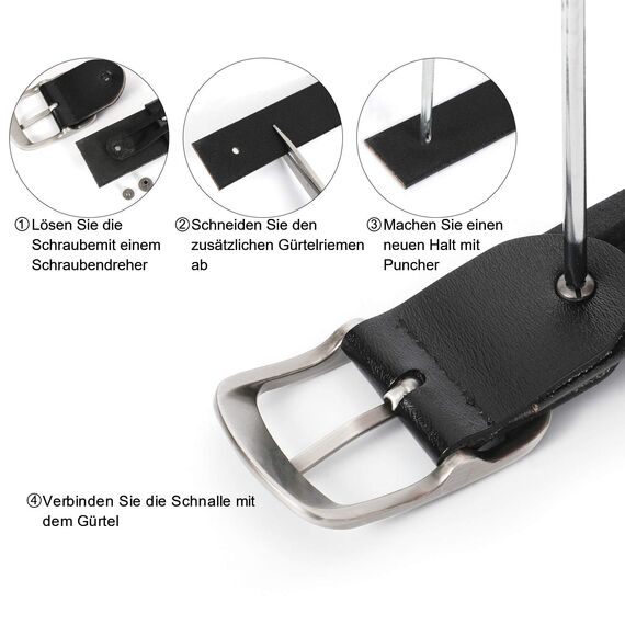 JasGood Damen Ledergürtel für Jeans Hosen Mode Kleid Gürtel für Damen mit Dornschließe, Kaffee, 130cm(Für Taillengröße 106-115cm)