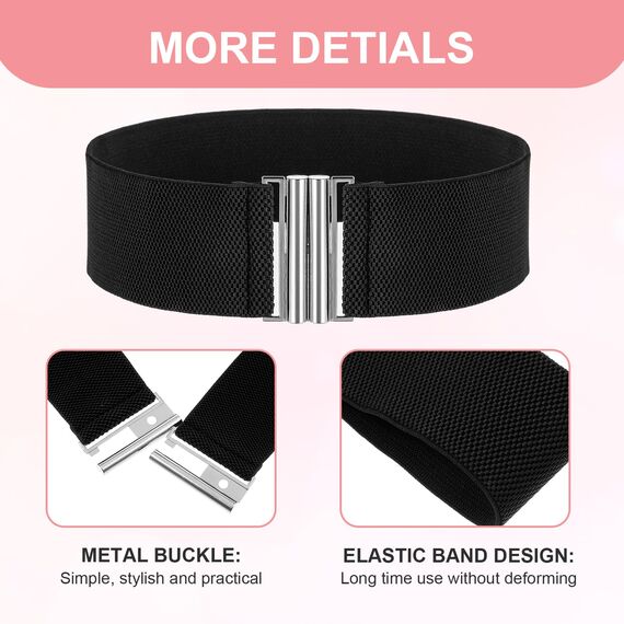 Andibro Breiter elastischer Gürtel für Damen,Stretch Taillengürtel Damenkleid Schnallengürtel Vintage Cinch verstellbarer Bund