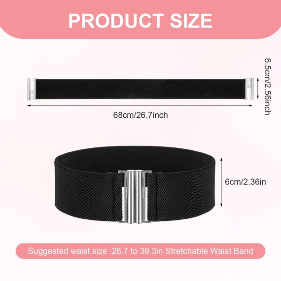 Andibro Breiter elastischer Gürtel für Damen,Stretch Taillengürtel Damenkleid Schnallengürtel Vintage Cinch verstellbarer Bund
