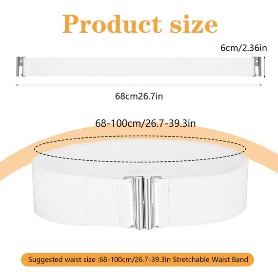 Andibro Breiter elastischer Gürtel für Damen,Stretch Taillengürtel Damenkleid Schnallengürtel Vintage Cinch verstellbarer Bund