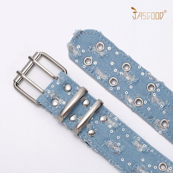 JasGood Punk Gürtel Nietengürtel Damen und Herren Doppelloch Gürtel mit Punk Style CosplayGürtel Hip Hop RockGürtel für Oder Gothic-Outfits