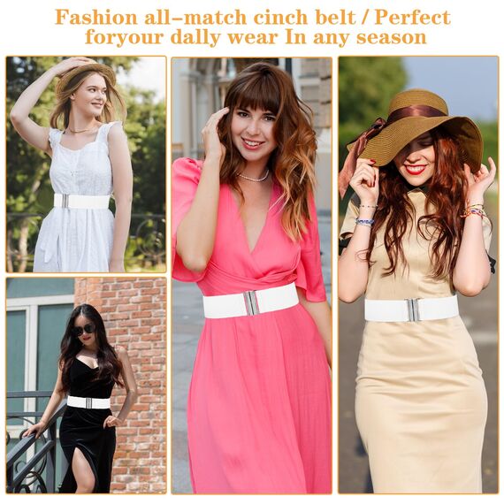 Andibro Breiter elastischer Gürtel für Damen,Stretch Taillengürtel Damenkleid Schnallengürtel Vintage Cinch verstellbarer Bund