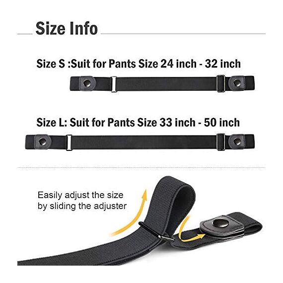 JasGood 2 Stück Gürtel Ohne Schnalle,Elastischer Unsichtbarer Gürtel, Dehnbarer Stretchgürtel für Damen und Herren,Justierbar Schnallenfreier Gurtel Für Jeans Hosen