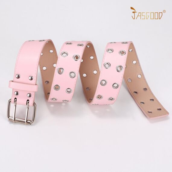 JasGood Punk Gürtel Nietengürtel Damen und Herren Doppelloch Gürtel mit Punk Style CosplayGürtel Hip Hop RockGürtel für Oder Gothic-Outfits