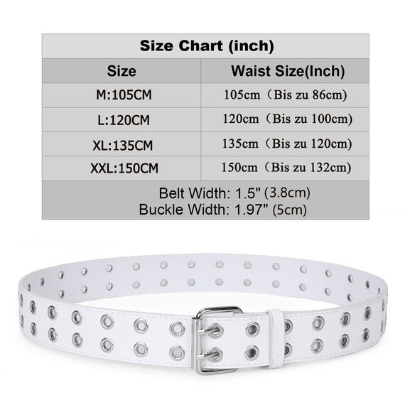 JASGOOD Punk Gürtel Nietengürtel Damen und Herren Doppelloch Gürtel mit Punk Style CosplayGürtel Hip Hop RockGürtel für Oder Gothic-Outfits