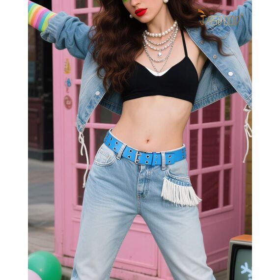 JasGood Punk Gürtel Nietengürtel Damen und Herren Doppelloch Gürtel mit Punk Style CosplayGürtel Hip Hop RockGürtel für Oder Gothic-Outfits